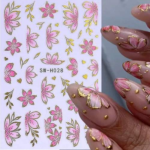 12 Pegatinas 3d Para Decoración De Uñas Con Flores De Lujo