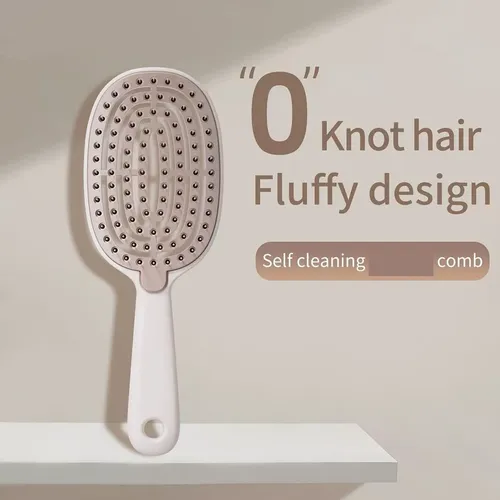 Cepillo Desenredante Autolimpiante Para Cabello Ivory White