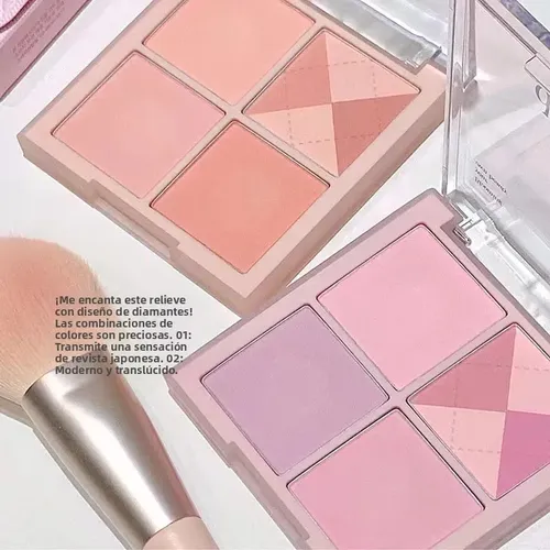 Paleta De Rubor 4 Tonos Naturales Y Saludables Para Rostro