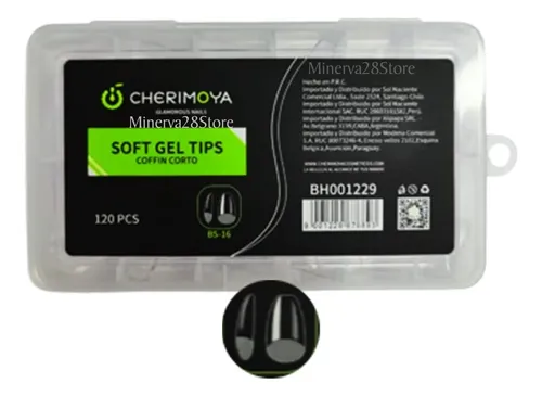Tips Soft Gel Coffin Cortas Caja X120u Prelimadas Cherimoya