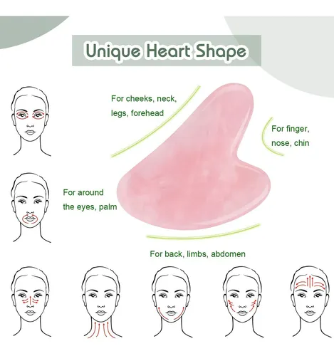 Herramienta Facial Gua Sha Con Piedra De Cuarzo Rosa, Para M