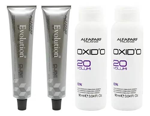 Kit 2 Tinturas Alfaparf + 2 Oxidantes 20vol X 90ml