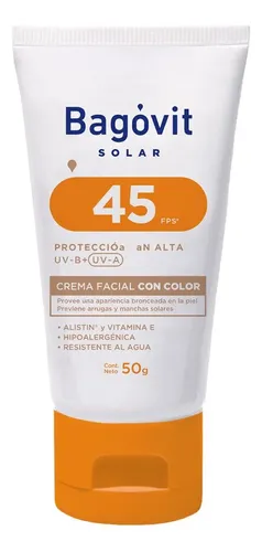 Bagóvit Protector Solar Fps 45 Crema Facial Con Color 50g