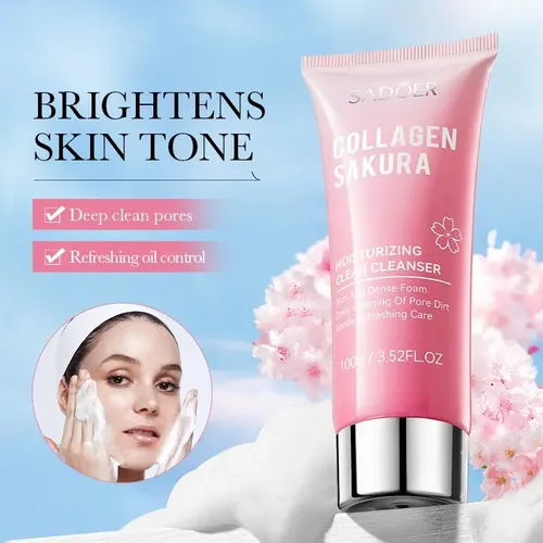 Sadoer Crema Limpiador Facial Sakura Colágeno Hidratante Todo Tipo De Piel Día/noche