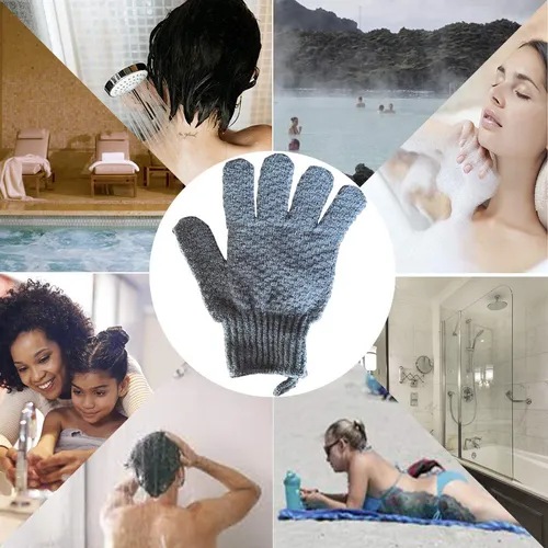 Guantes Exfoliantes Grandes Para Baño Y Spa Negro Y Gris