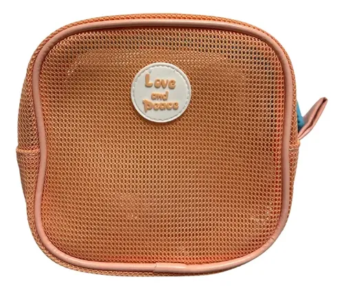 Portacosmetico Malla Compacto – Neceser De Viaje Pequeño Naranja