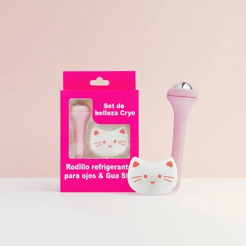 Set De Belleza Cryo Rodillo Refrigerante Y Piedra Gua Sha