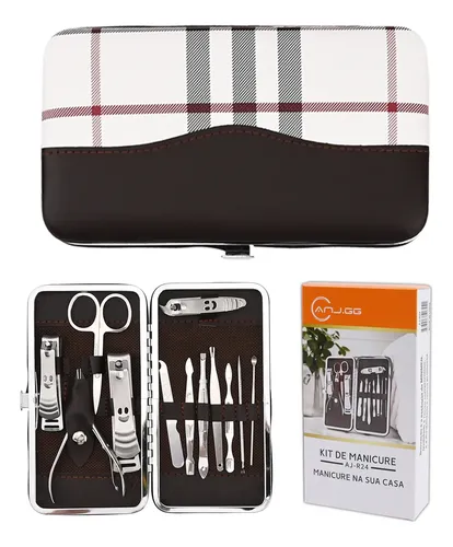 Kit Manicura 12 Piezas Con Cortador Pinzas Estuche Tijeras N