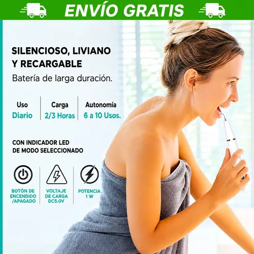 Removedor De Sarro Ultrasónico Belfia Limpieza Dental Profesional Kit Completo Recargable USB Con 2 Puntas 2 espejos Luz LED