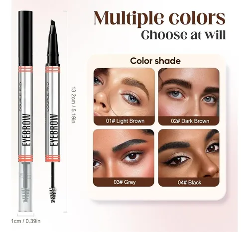 Lápiz Y Gel Para Cejas 2 En 1, Resistente Al Agua, 4 Piezas