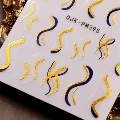 Pegatinas De Uñas Laminadas En Caliente Con Forma Y Línea Ge