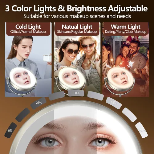 Espejo De Aumento B Beauty Planet 10x Con Luz Plateado