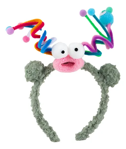 Diadema Verde Con Peluche Para Cabello Con Aros Y Monstruo
