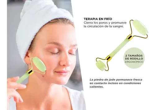 Masajeador Facial Cuello Doble Rodillo Gadnic Verde Jade