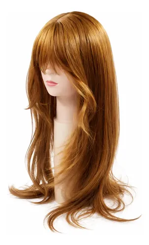 Peluca Simil Natural Fibra Premium Cabello Largo Ondulado