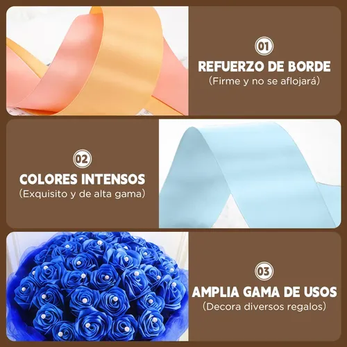 Rollo Liston Satinado Para Decoracion Ancho 4 Cm 91 Metros