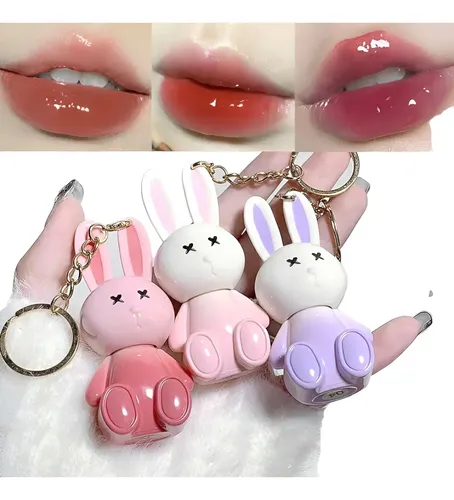 Lip Gloss Conejo Con Llavero Gege Bear Brillo Labial