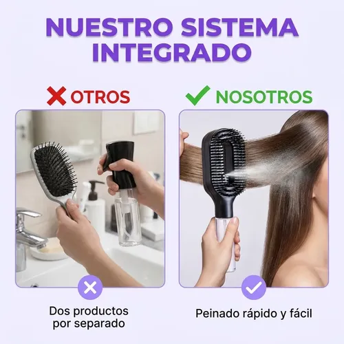 Cepillo Spray Antifrizz Masajeador Desenredante Rizos