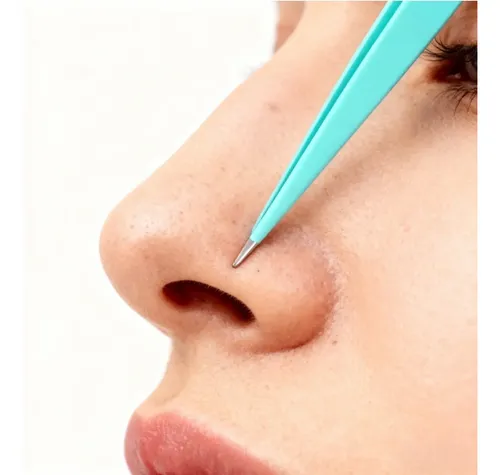 Kit 6 Pinzas De Cejas Profesionales Con Tijera Curva Rosa