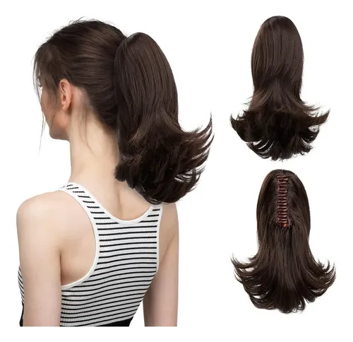 Extensión De Cola De Caballo Para Cabello Sintético Marrón O
