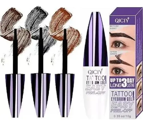 Tinte De Cejas Semipermanente Negro Con Cepillo Plana