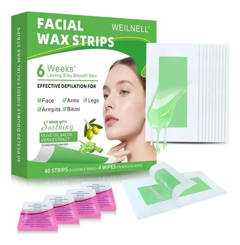 Tiras Faciales De Cera Weilnell Ws001 40 Tiras + 4 Toallitas
