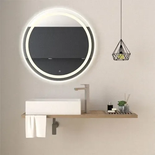 Espejo Circular Malibú, Gris, Con Luz Led Y Touch Color Del Marco Gris