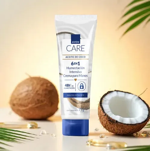 Crema De Manos CON Aceite De Coco 48H 6 en 1 Avon Care 75G