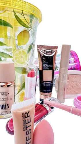 Combo De Maquillaje Tejar En Vaso Acrílico !!!