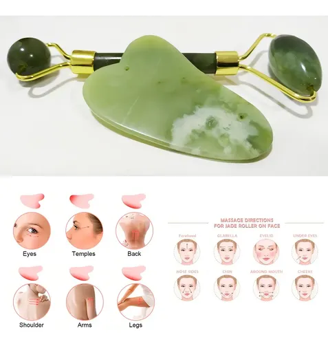 Masajeador Facial Bk Jade Roller Stone + Gua Sha Stone