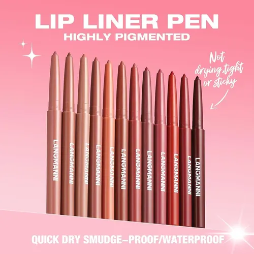 Set De Delineadores De Labios Mate 12 Colores Langmanni