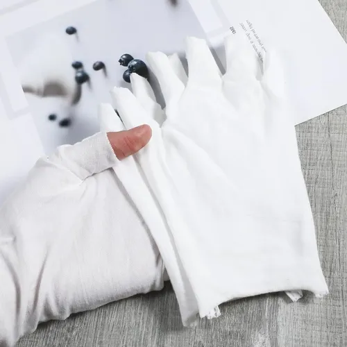 Guantes Sin Dedos Blancos Algodón Con Protección Uv Y Tác