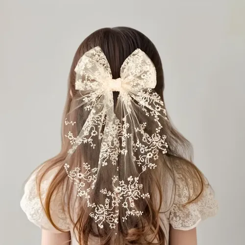 Coletero De Encaje Con Moño Para Mujeres Y Niñas 1 Uds Blanquecino Lace