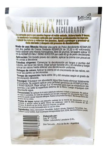 Kit X 4 Sobres Polvo Decolorante Keraplex 50 Gr Bellissima