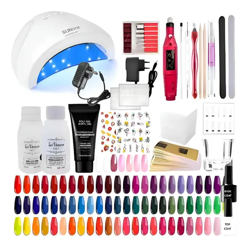 Kit Completo Cabina 48w Uñas Polygel Decoración Torno Nail