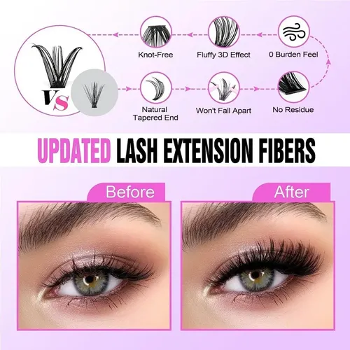 280pcs Extensiones De Pestañas Postizas Individual 9-16mm 30d+40d(9mm-16mm) 9 Mm 0.07 Mm