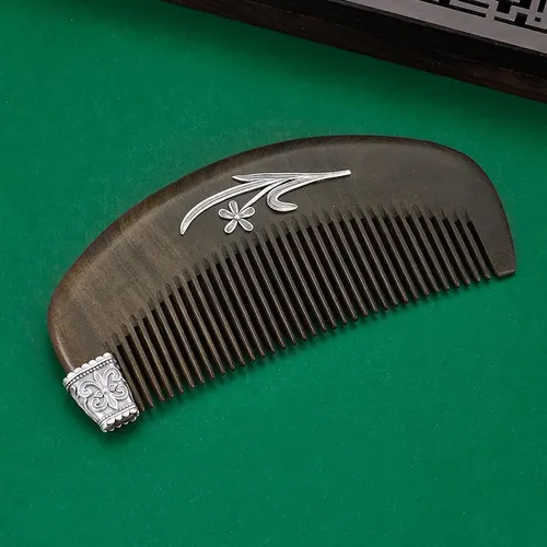 Peine De Cabello De Plata S925 Con Madera De Sándalo Antistá
