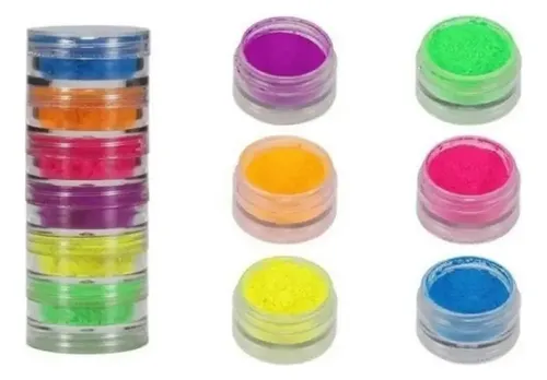 Torre 6 Pigmentos Po Neon Asa P/ Sombra Unhas Uñas Maquillaje