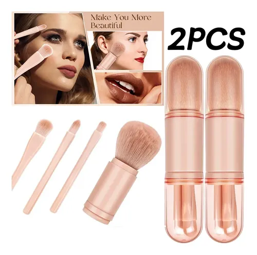 Set De 2 Brochas De Maquillaje De Viaje Con Estuche