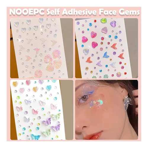 Nooepc Gemas Faciales Autoadhesivas, Pegatinas De Joyas Con