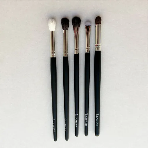 Kit 5 Brochas de Maquillaje para Ojos Glamory Cerdas Suaves Color Negro