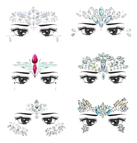 6 Piezas De Gemas Faciales, Purpurina, Joyería Facial For