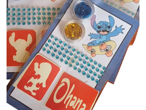 Kit Maquillaje Stitch Glitter Gel Stras Stencil