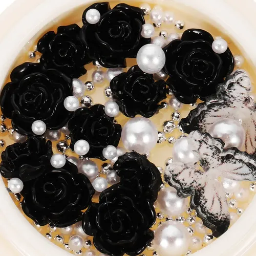 4 Cajas De Colgantes Para Uñas, Perlas, Diamantes De Imitaci