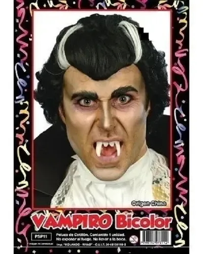 Peluca Vampiro Dracula Negra Party Halloween Modelo PSP11