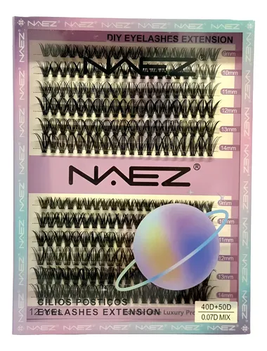 Set Pestañas Postiza Naez 0.07d 12 Filas Extensiones 40p 50p