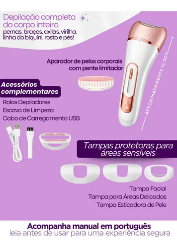 Fj Depiladora Eléctrica 6 En 1 Original 6053 Mujer Usb Oro