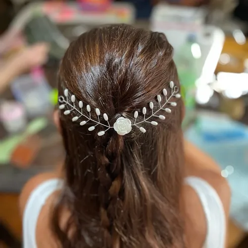 Tocado Artesanal Aplique Novia Comunion 15 Años Bat Mitzvah
