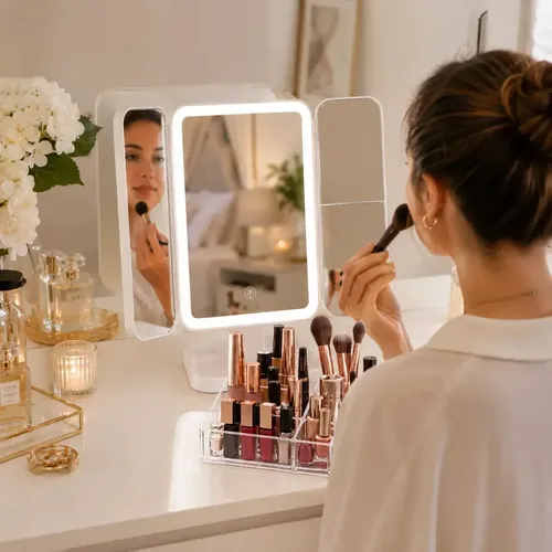 Espejo De Maquillaje Con Aumento 1x/2x/3x Led 3modos Recarga