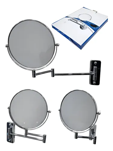 Espejo Doble 19.5cm C/ Brazo Aumento X3 Metal Cromado 360º